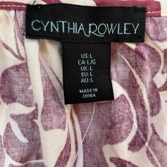 Cynthia Rowley Floral Tiered Maxi Dress Size Large Purple Cream - Picture 5 of 7